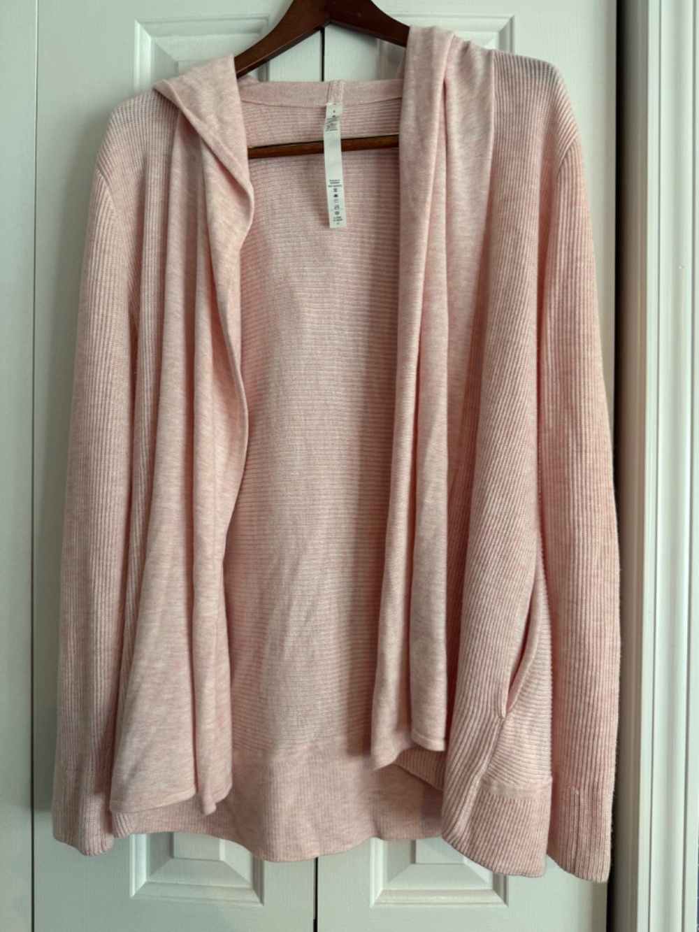 Lululemon Blush Pink Cashmere Blend Hooded Open Cardigan |‎ Size 6 - Picture 2 of 13